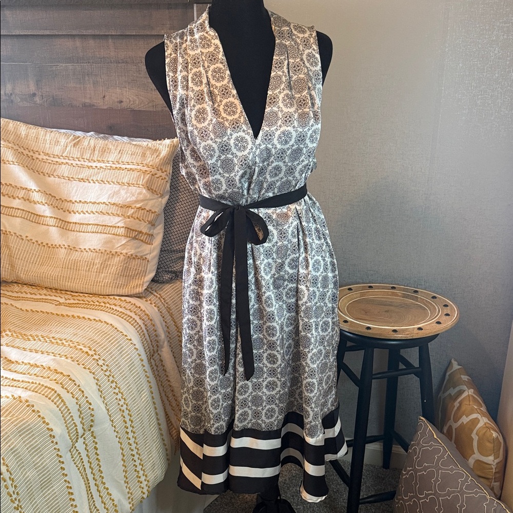 Peter Som Monochrome Patterned Midi Dress
